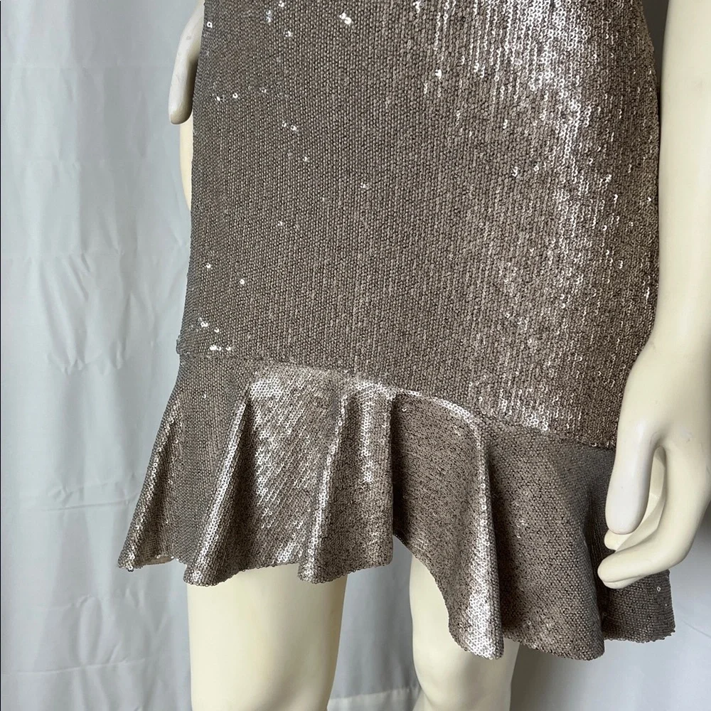 Bebe Gold Sequin Flapper Style Mini Dress